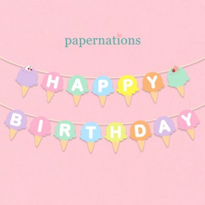 HBD Ice Cream Bunting Flag